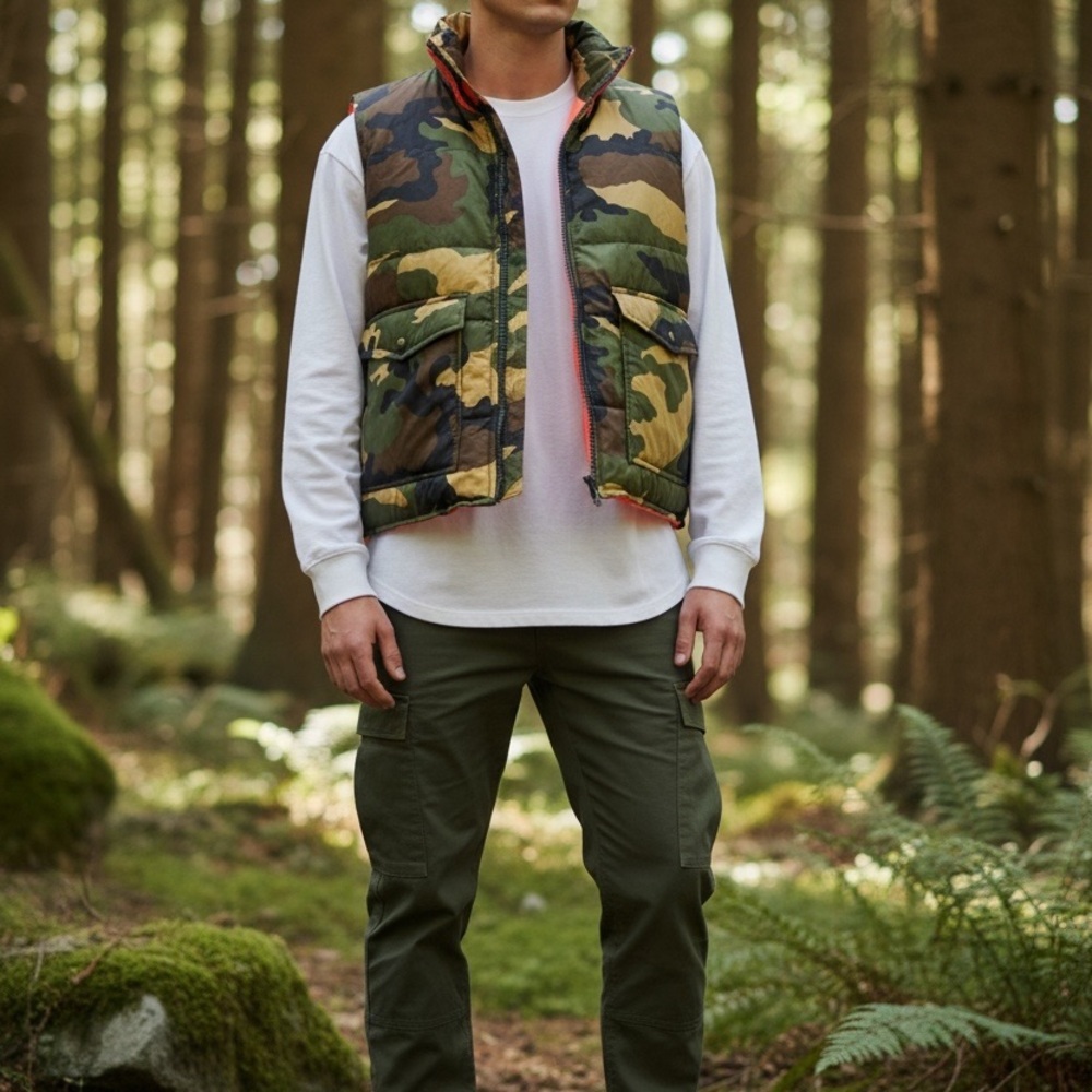 Vintage Winchester Reversible Camo Blaze Orange Vest Mens M Hunting - Picture 12 of 14